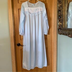 Women's Long Sleeve Nightgown Light Blue Lace Ruffle Trim Dreamwear Lingerie S